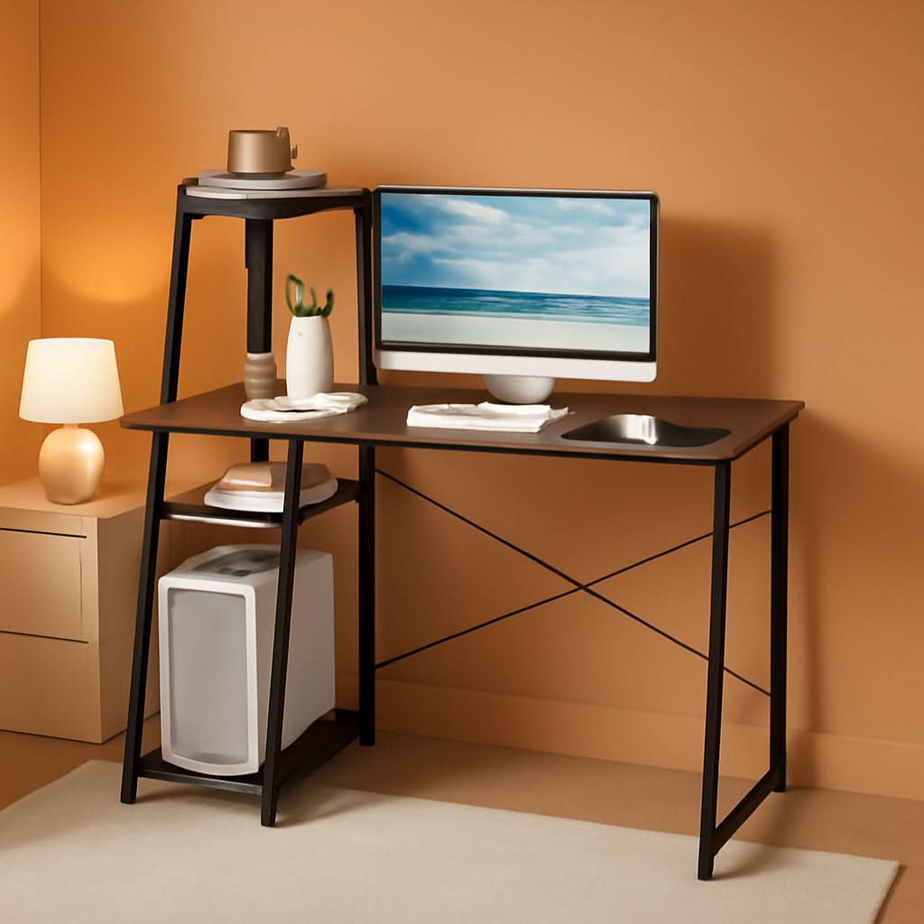 Saveing Computer Space-Saving Computer Desk With Shelves For Small Areas