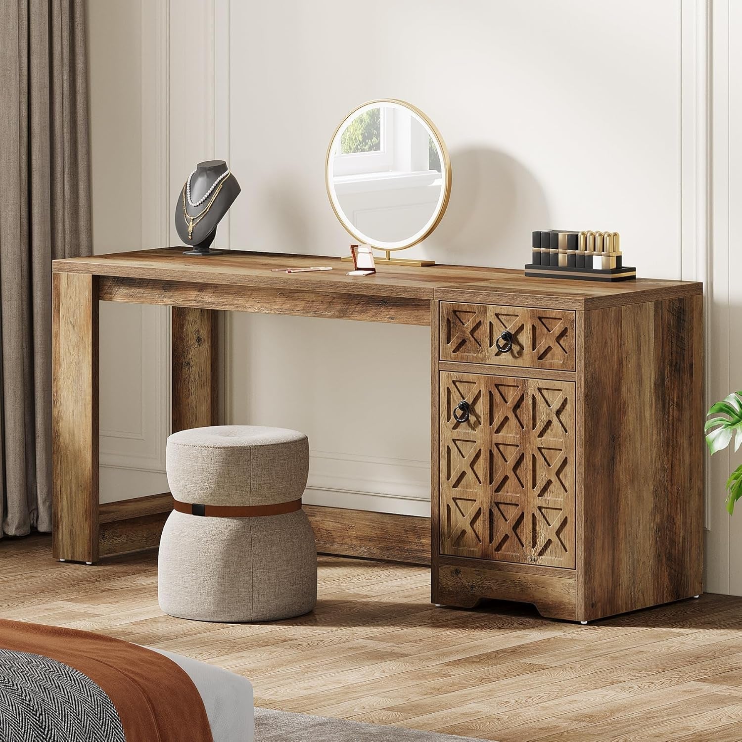 Spacious 59 Inch Computer Desk with Storage Drawer
