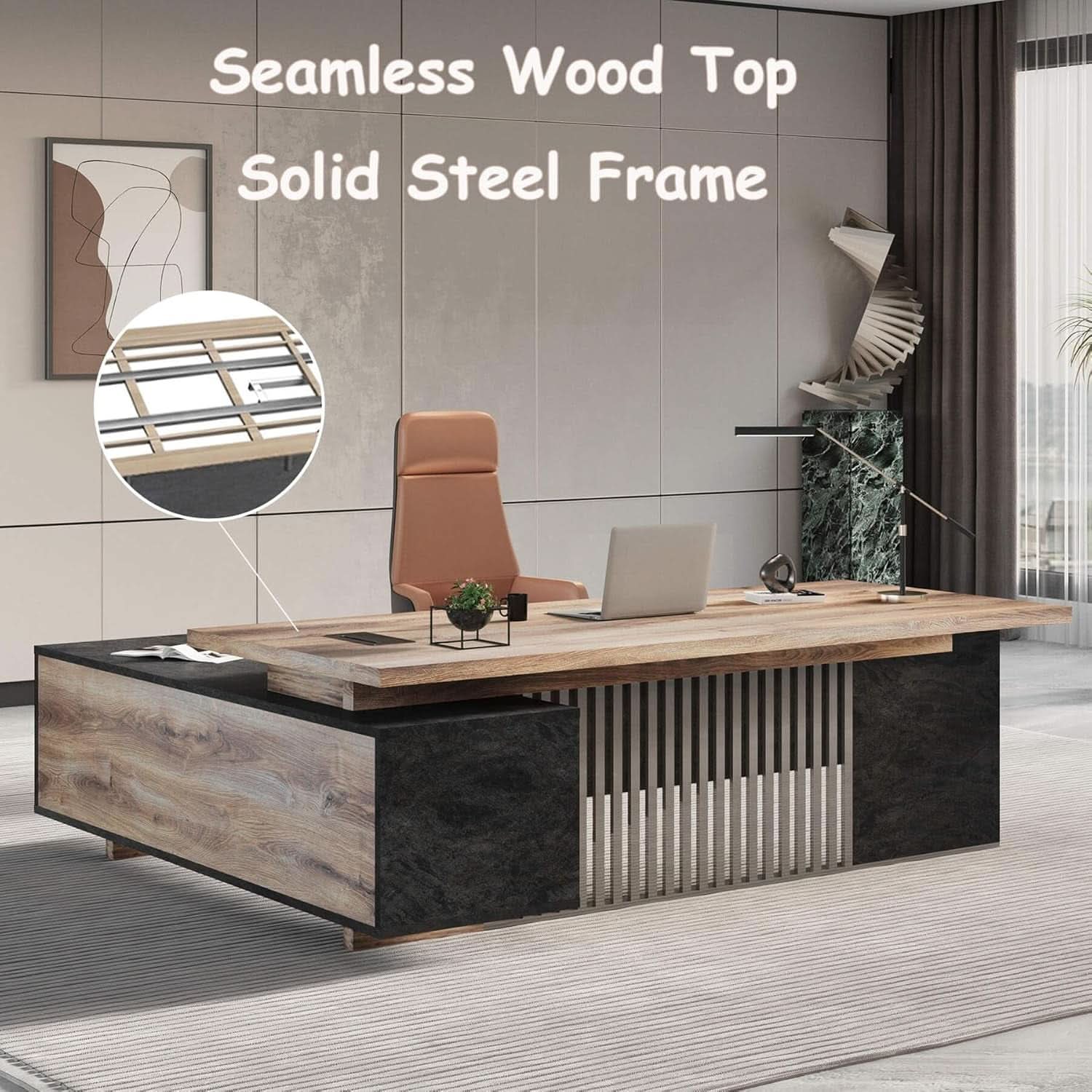 Spacious Executive Desk With Ample Storage Drawers