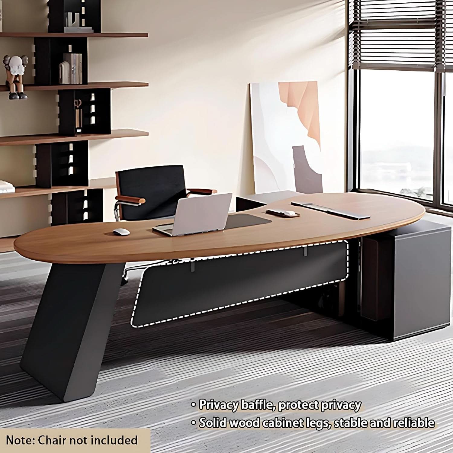 Spacious L Shaped Executive Desk With Side Storage System
