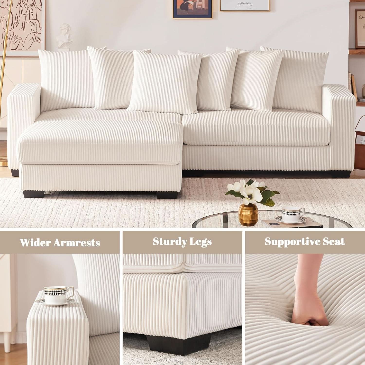 Spacious L Shaped Modular Sectional Sofa for Comfort
