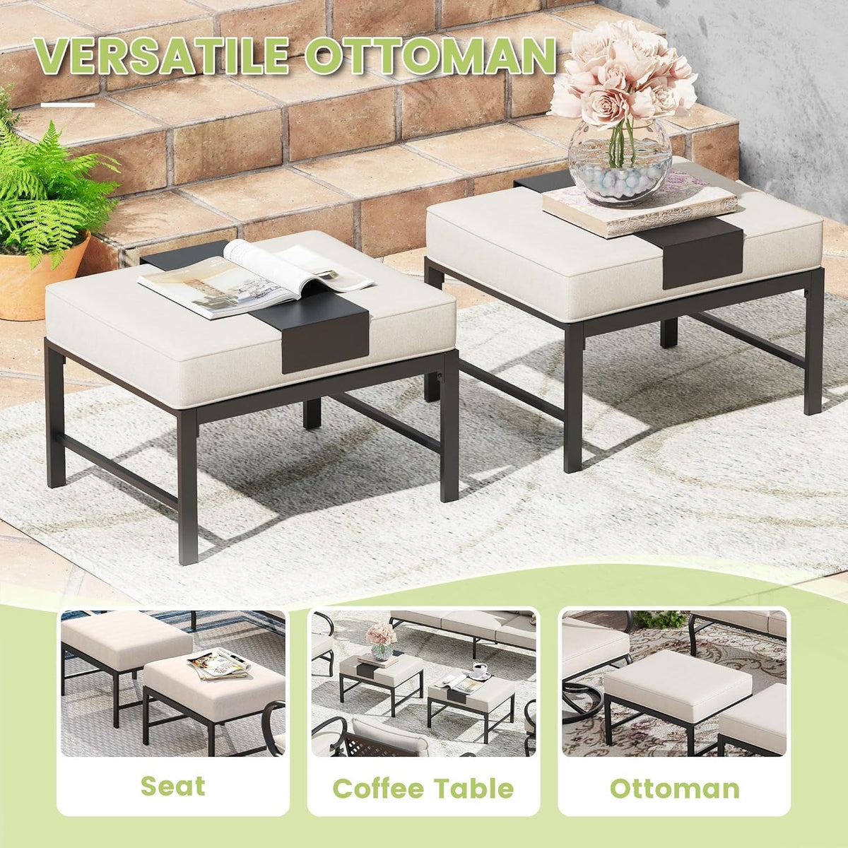 Spacious Six Piece Cushioned Patio Conversation Furniture Set
