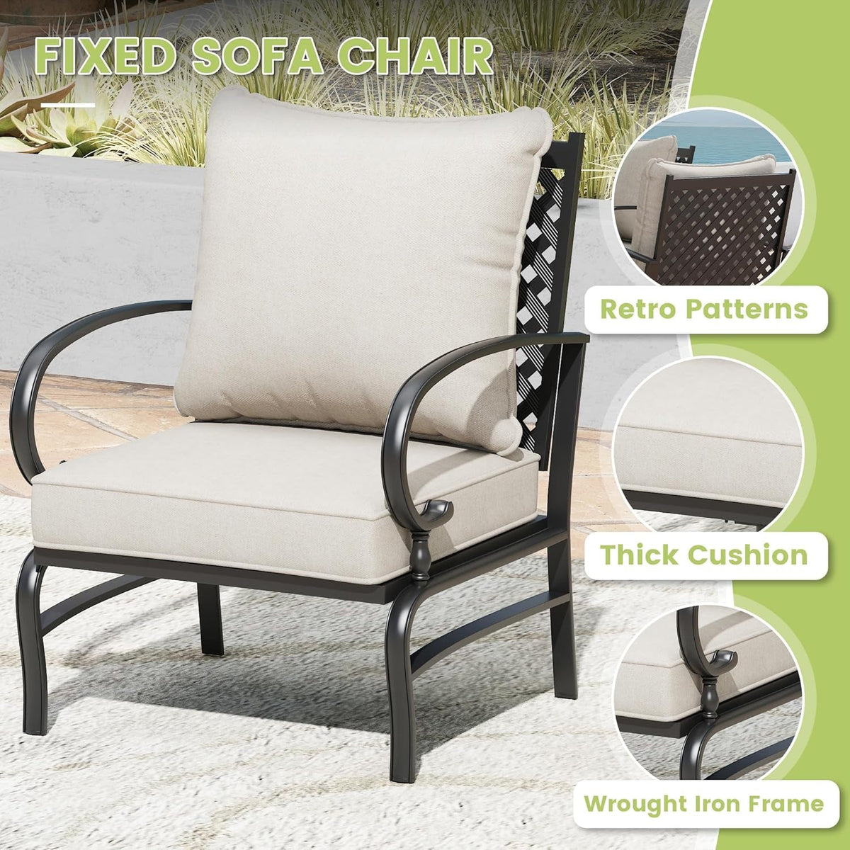 Spacious Six Piece Cushioned Patio Conversation Furniture Set