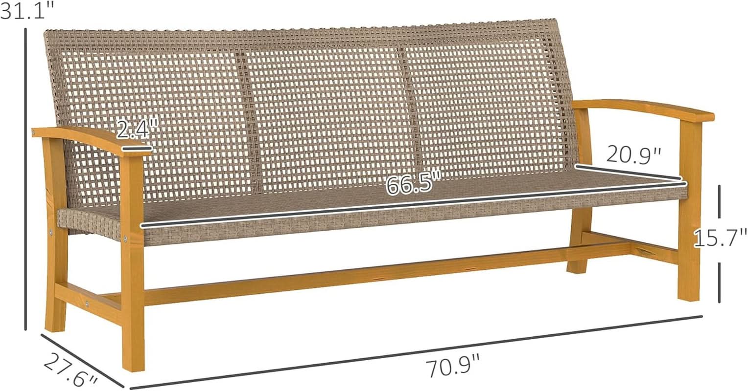 Spacious Wicker Outdoor Couch for Three Comfortable Seats