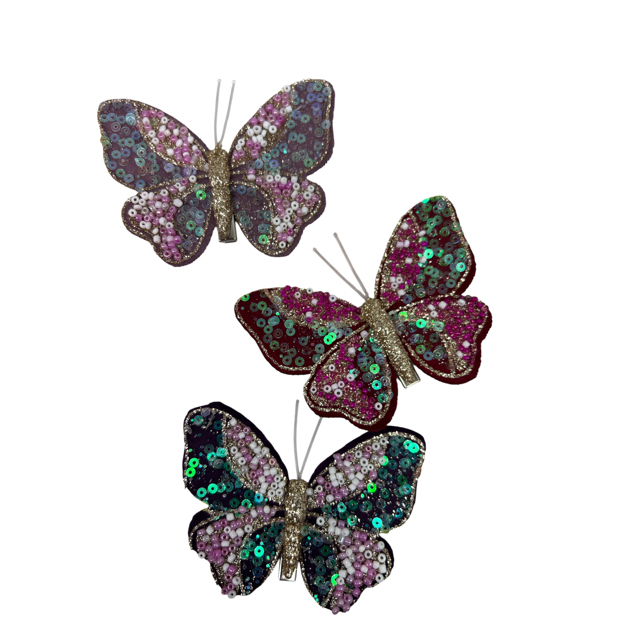 Sparkling Butterfly Clip-On Ornaments - Set of Three