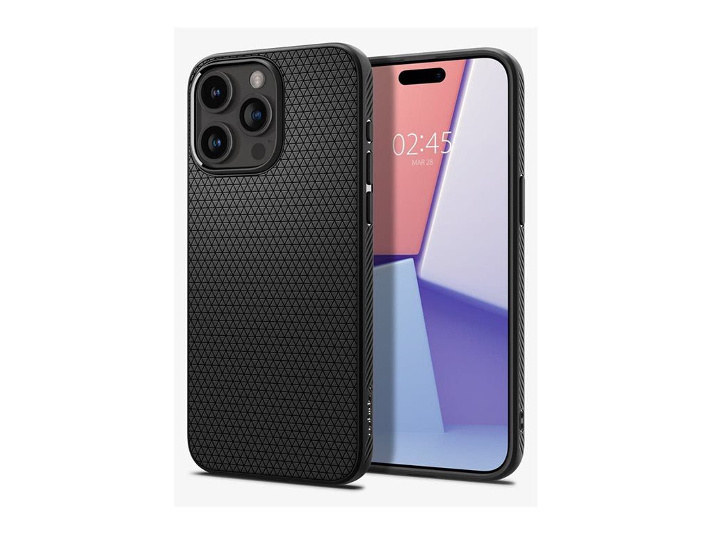 Spigen Liquid Air - Back cover for cell phone - thermoplastic polyurethane (TPU) - matte black - for Apple iPhone 15 Pro ACS06704