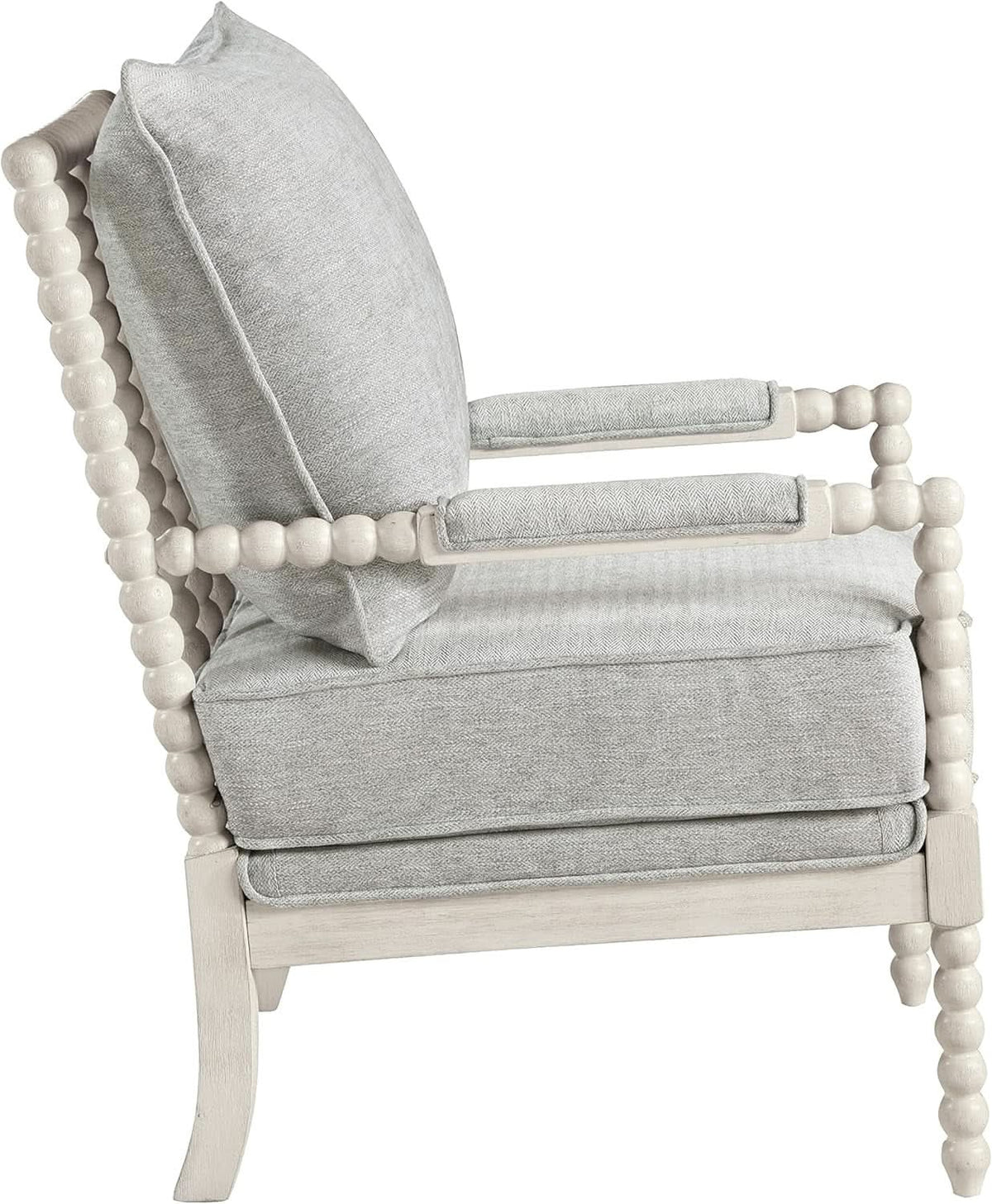 Spindle Accent Chair Smoke Grey Textured Upholstery
