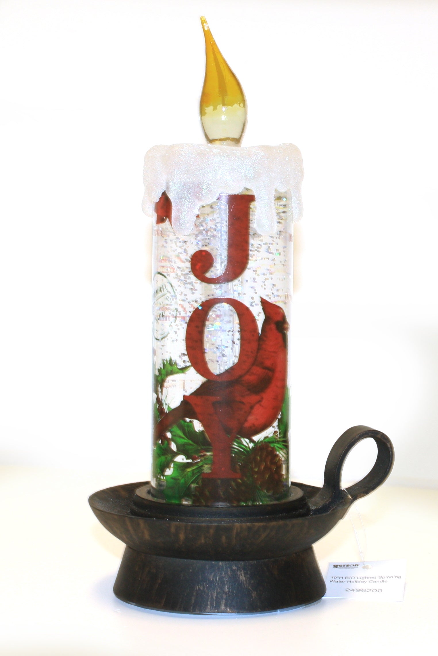 Spinning Lighted Holiday Candle Waterglobe -