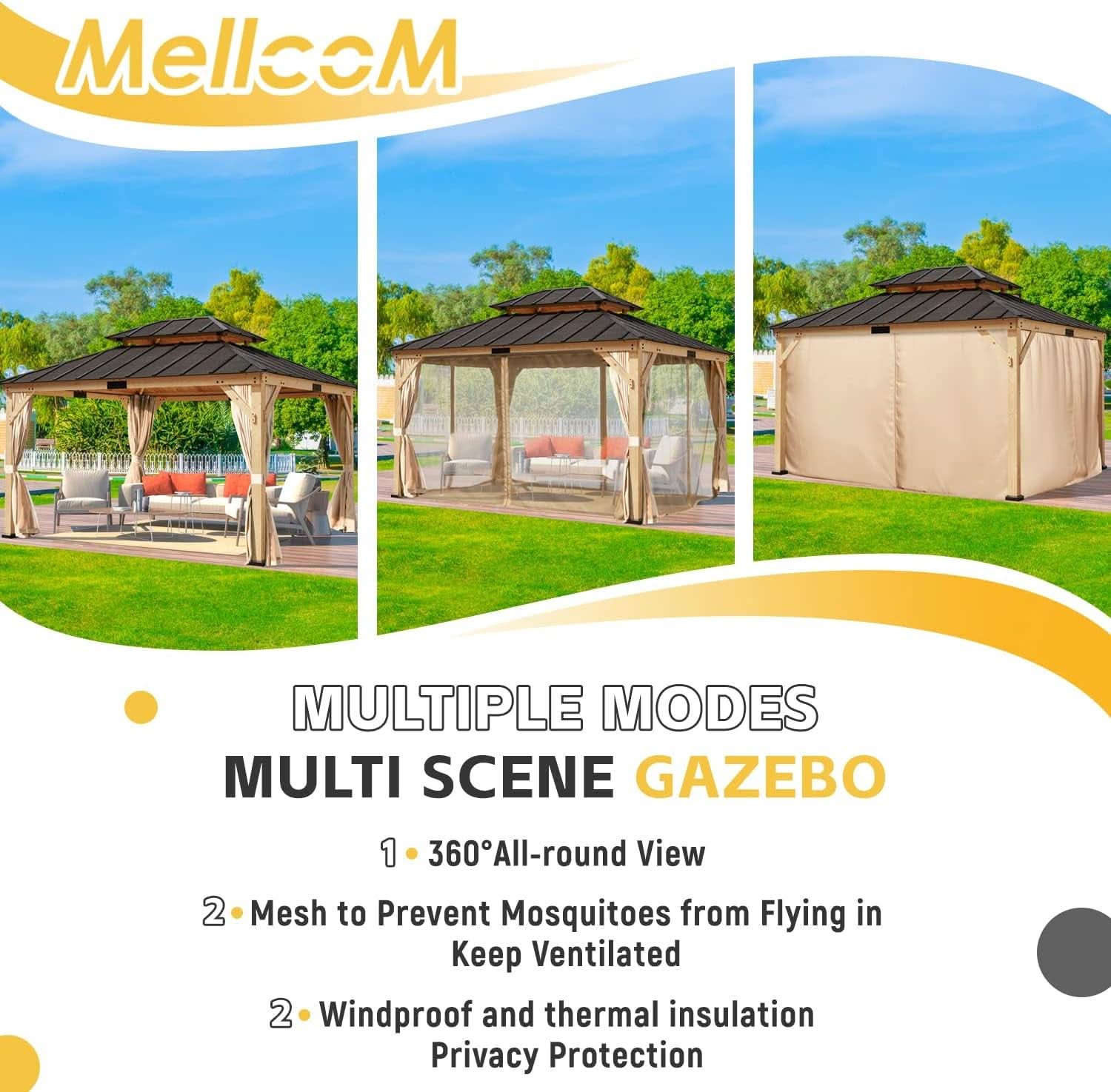 Spruce Wood Gazebo 11x13 With Double Roof Outdoor Patio