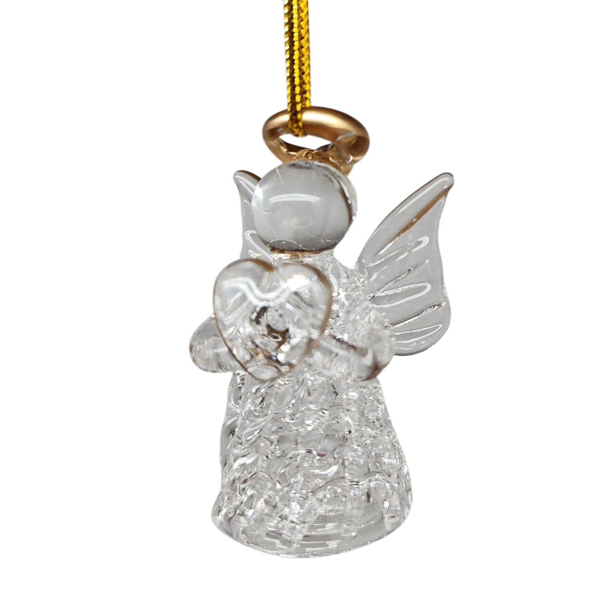 Spun Glass Angel Ornaments with Heart