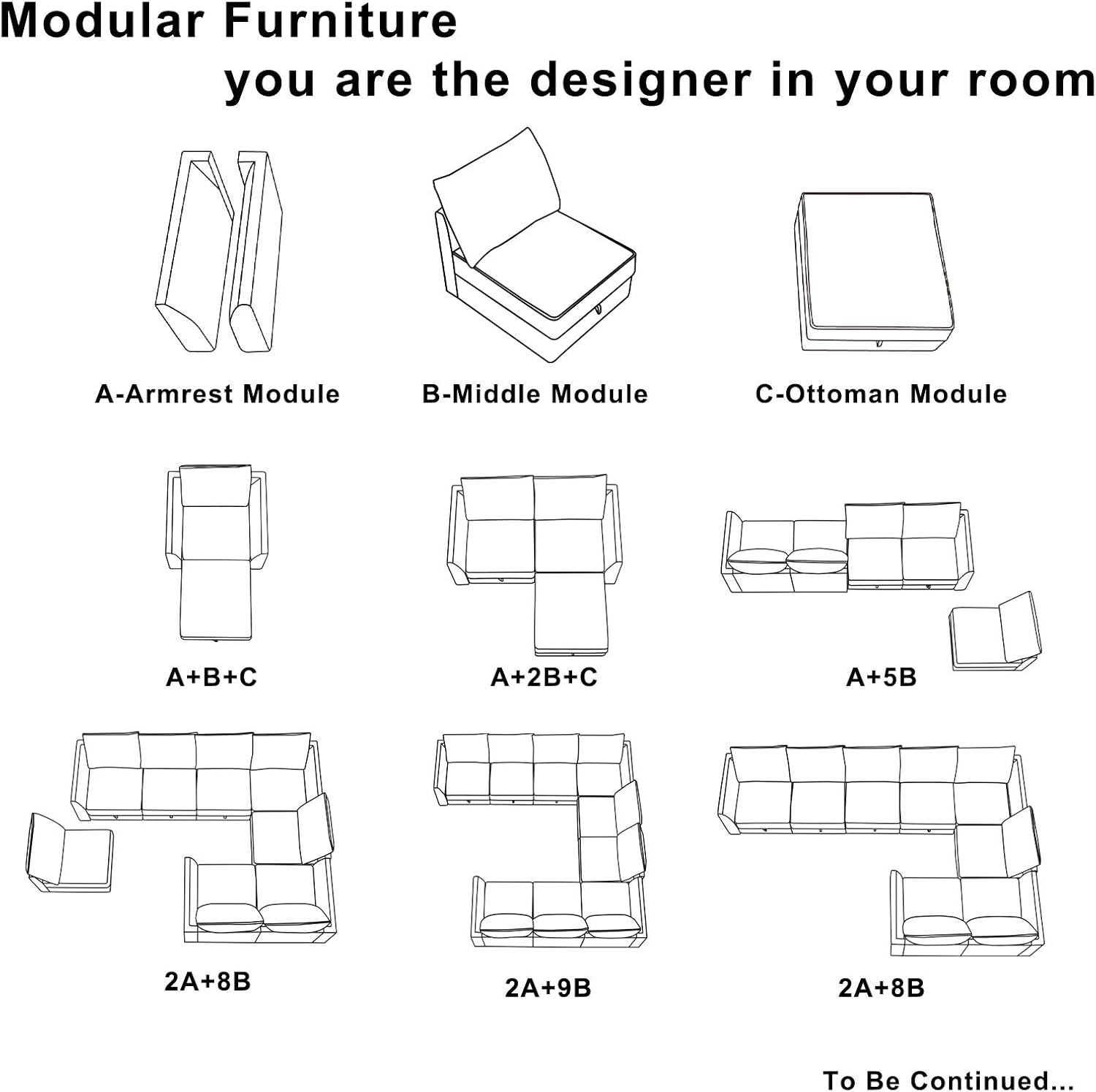 Square Ottoman Module with Storage for Modular Sofa