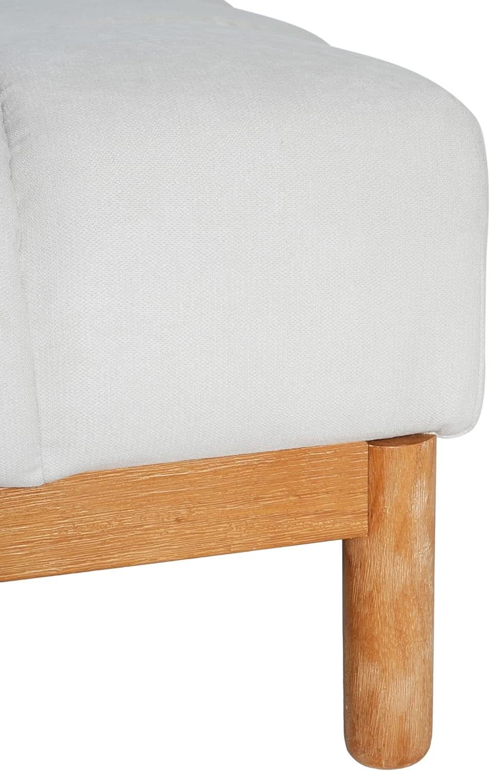 Square White Upholstered Ottoman Featuring Dense Foam