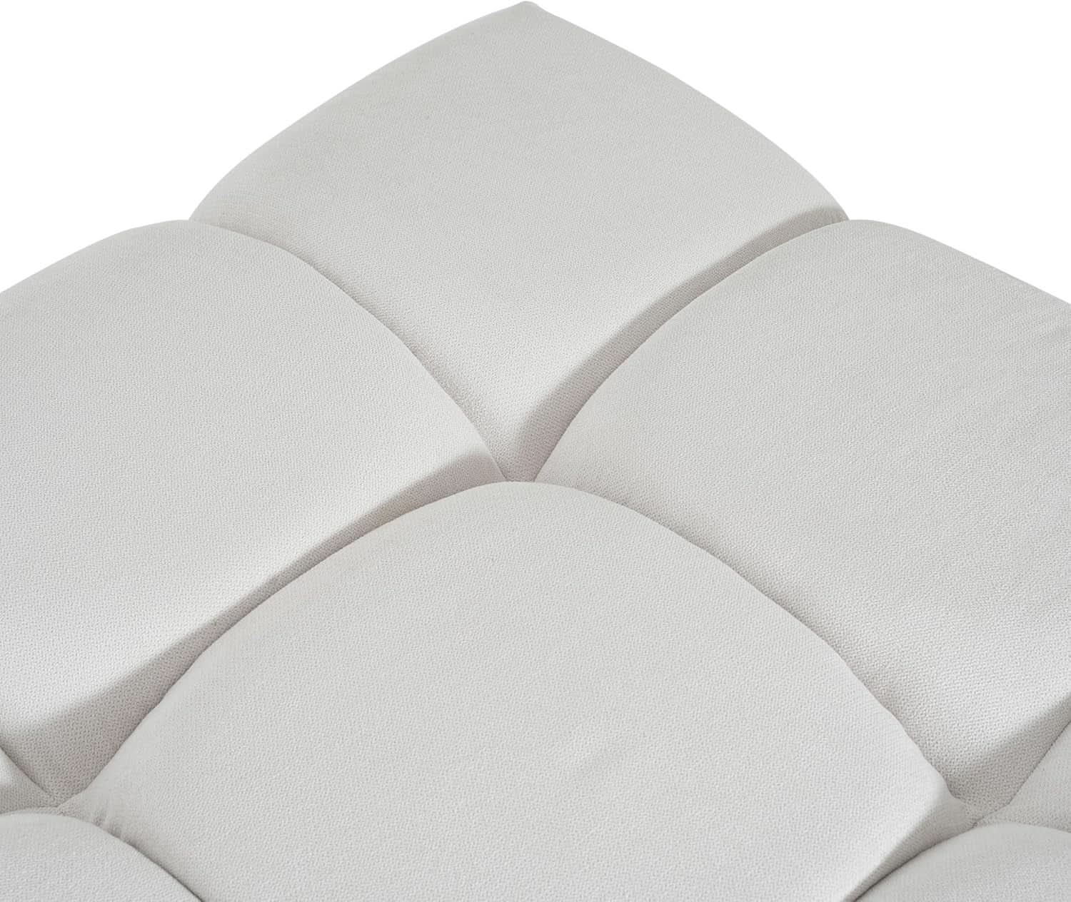 Square White Upholstered Ottoman Featuring Dense Foam