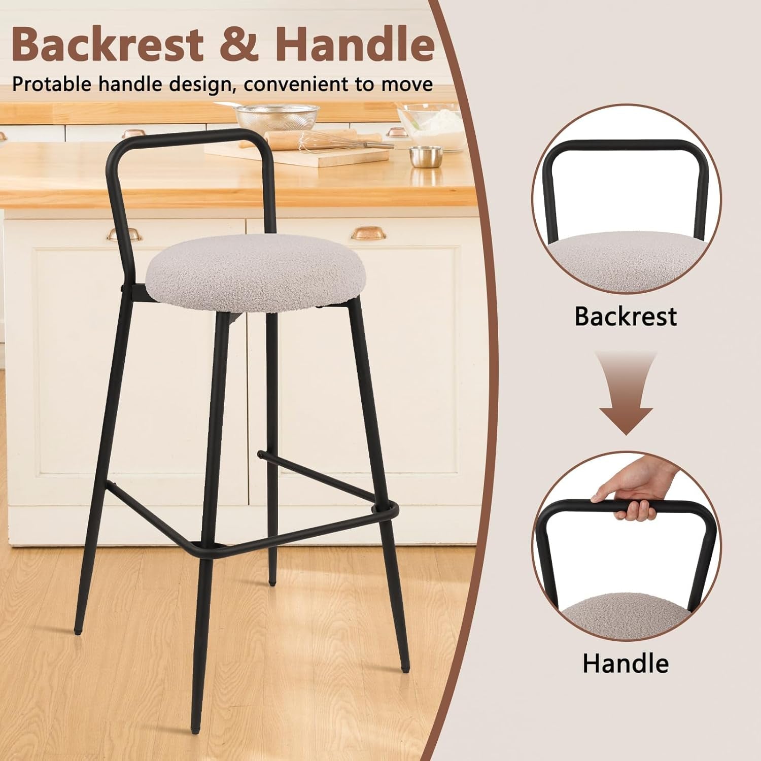 Stackable Bar Stool Set of Three for Kitchen