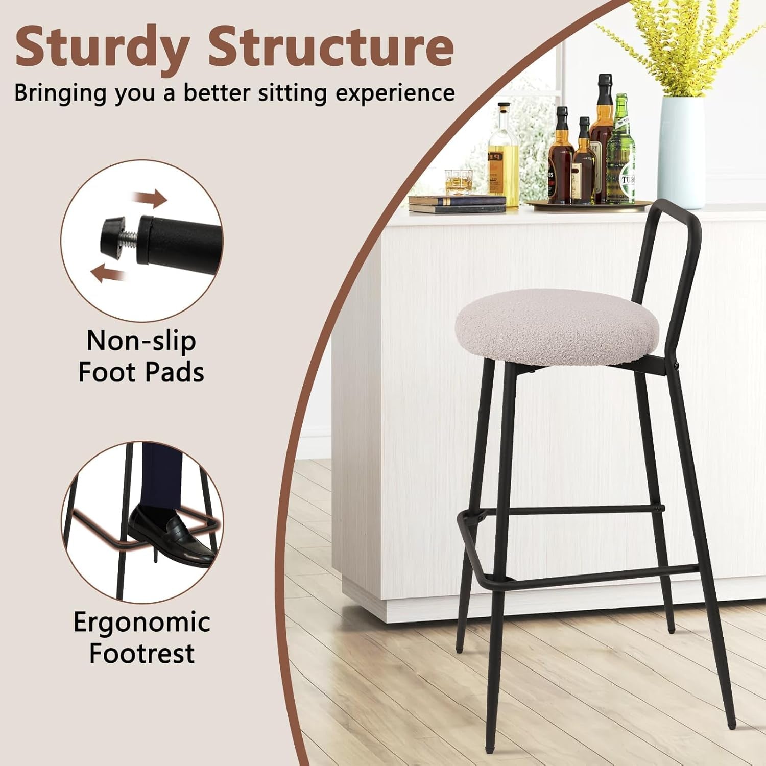 Stackable Bar Stool Set of Three for Kitchen