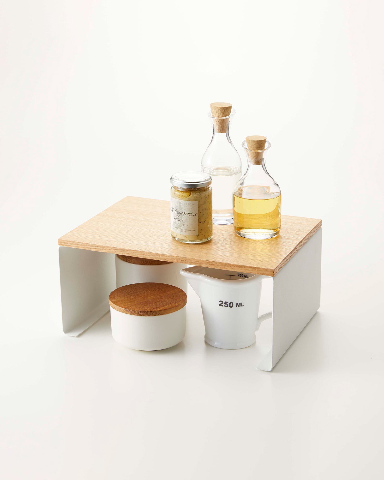 Stackable Countertop Shelf - Two Sizes - Steel + Wood