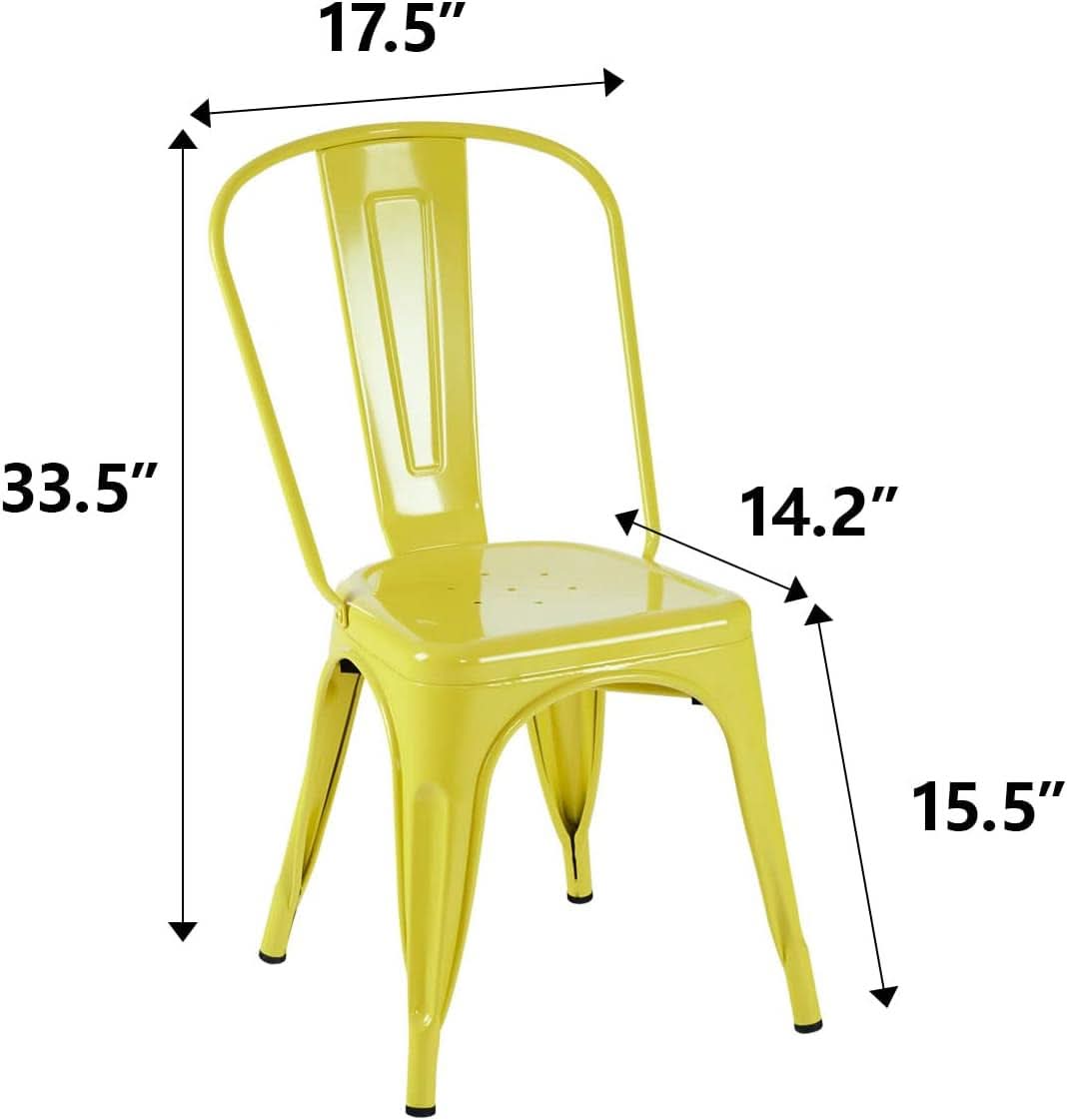 Stackable Yellow Metal Dining Chair 18 Inch Kitchen