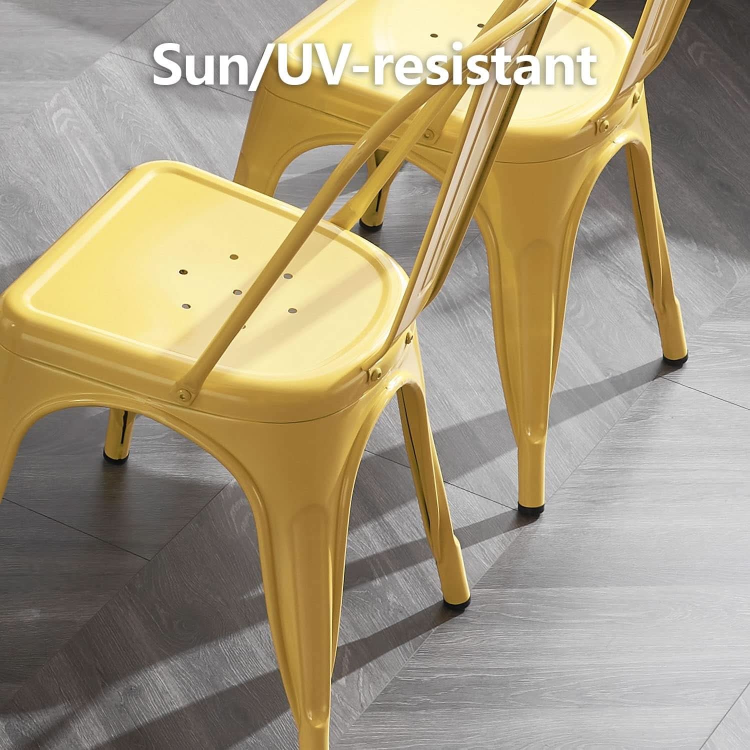 Stackable Yellow Metal Dining Chair 18 Inch Kitchen