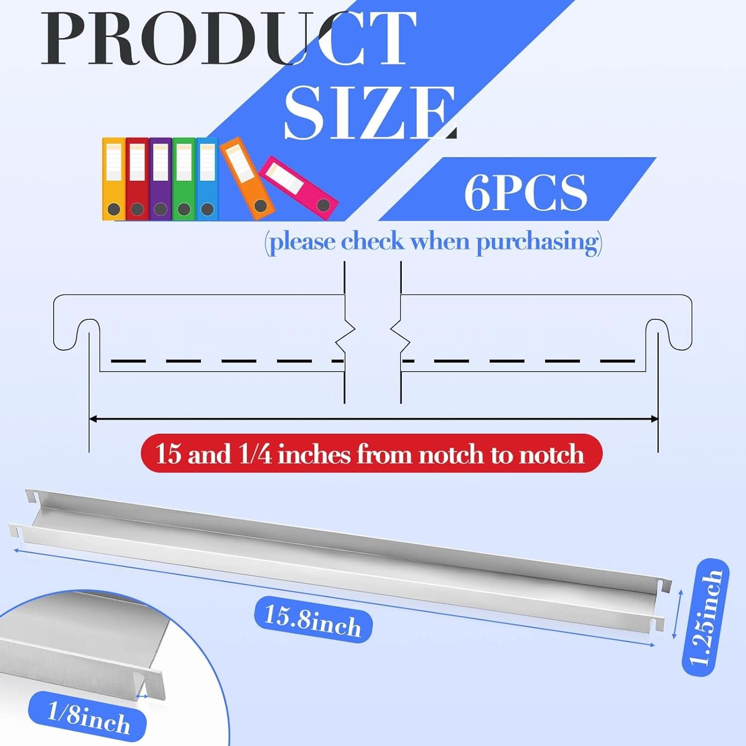 Stainless Steel Hanging File Rails 15.76 Inch Cabinets