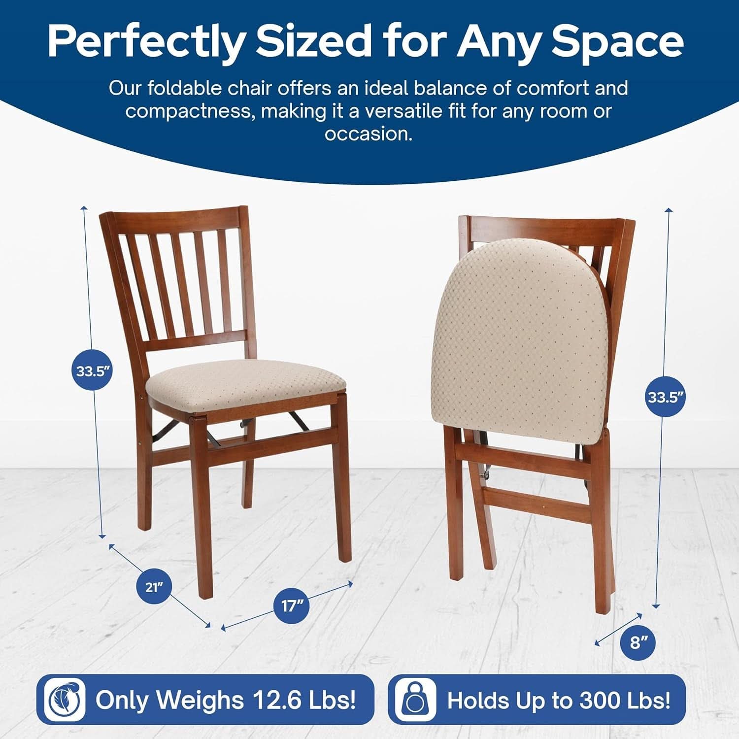 Stakmore Fruitwood Folding Chair Solid Wood 2 Pack