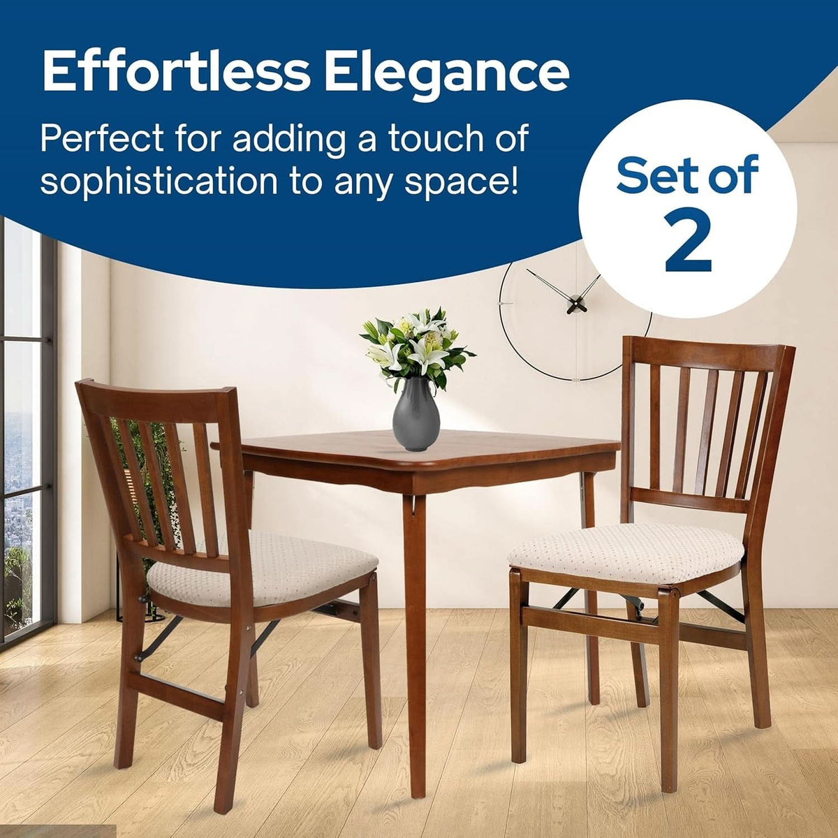 Stakmore Fruitwood Folding Chair Solid Wood 2 Pack