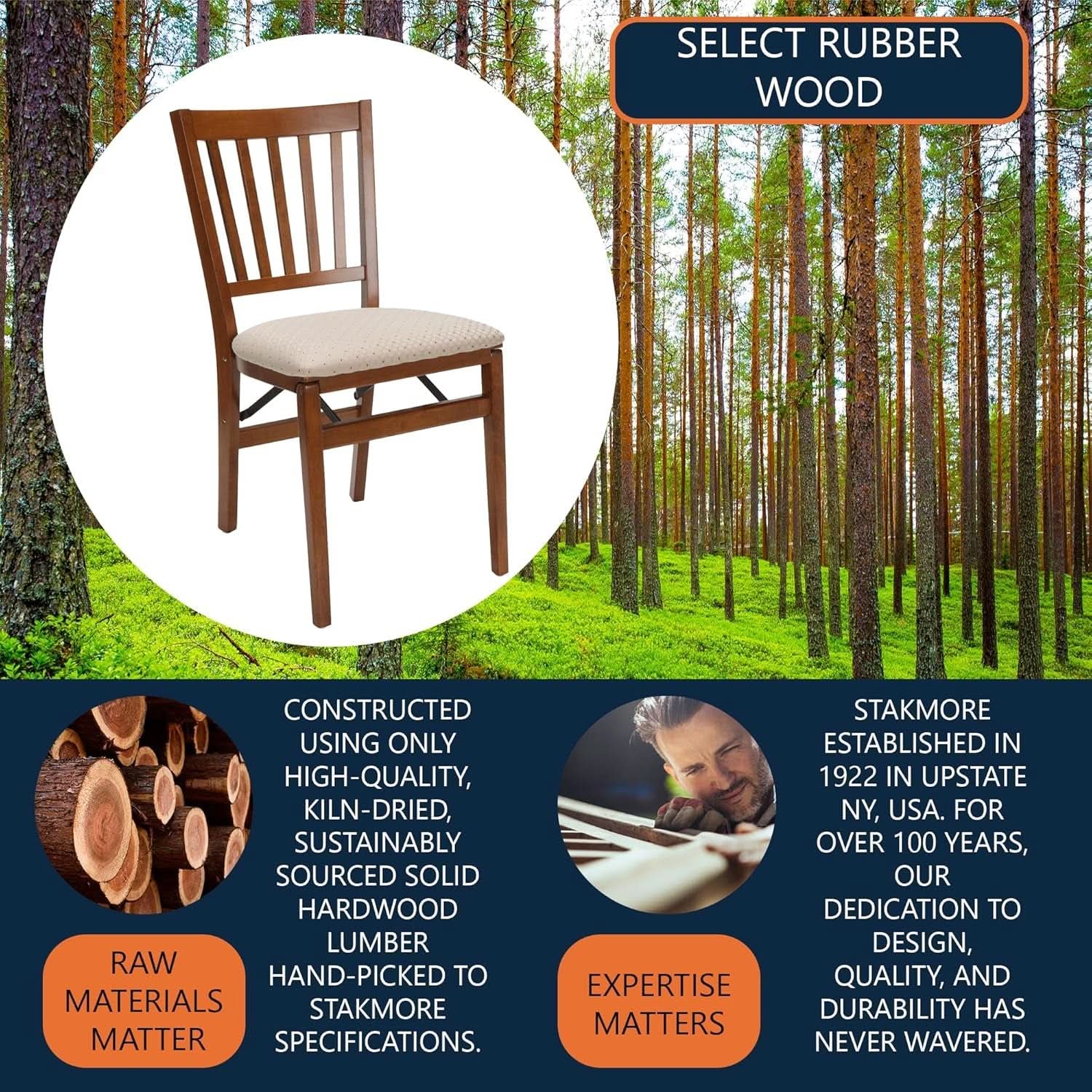 Stakmore Fruitwood Folding Chair Solid Wood 2 Pack