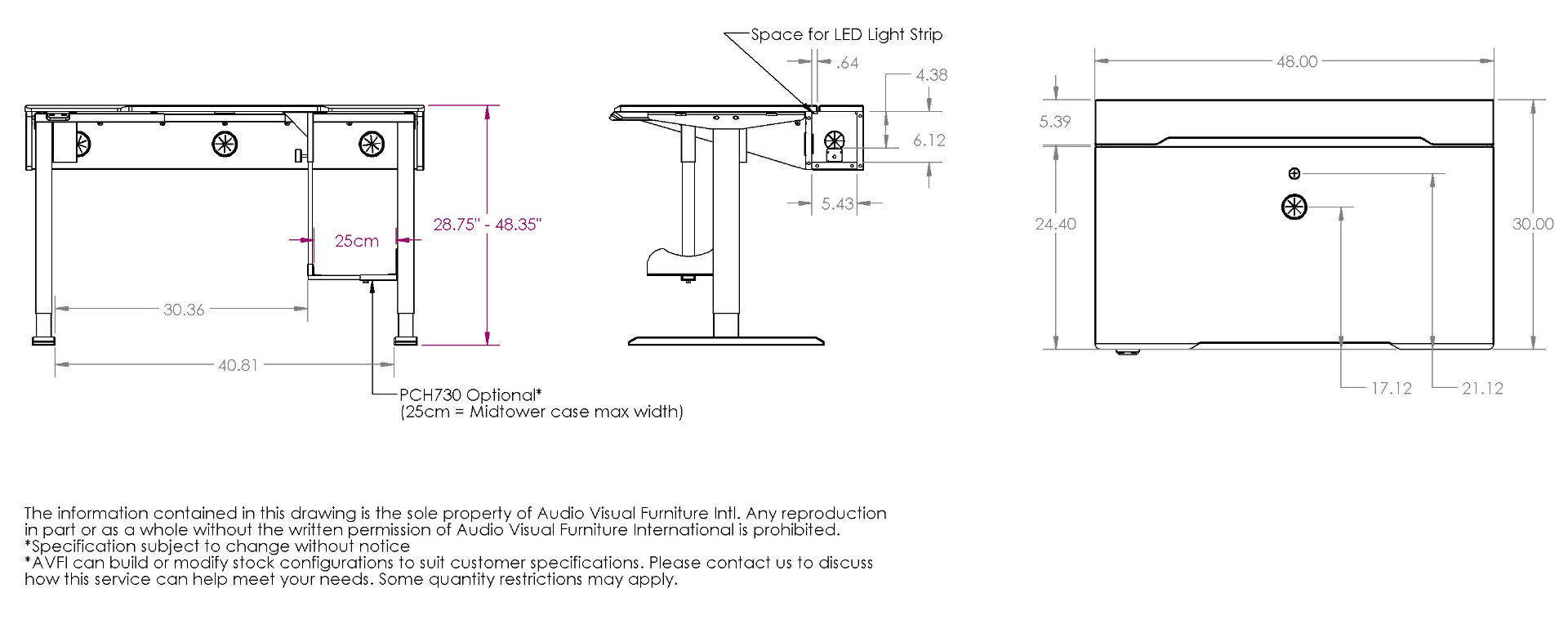 Standup Computer Desk DS3048-LFT