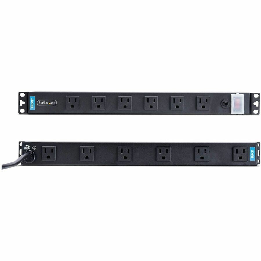 StarTech 1U 19in Rackmount PDU 12x NEMA 5-15R Right-Angle Outlets