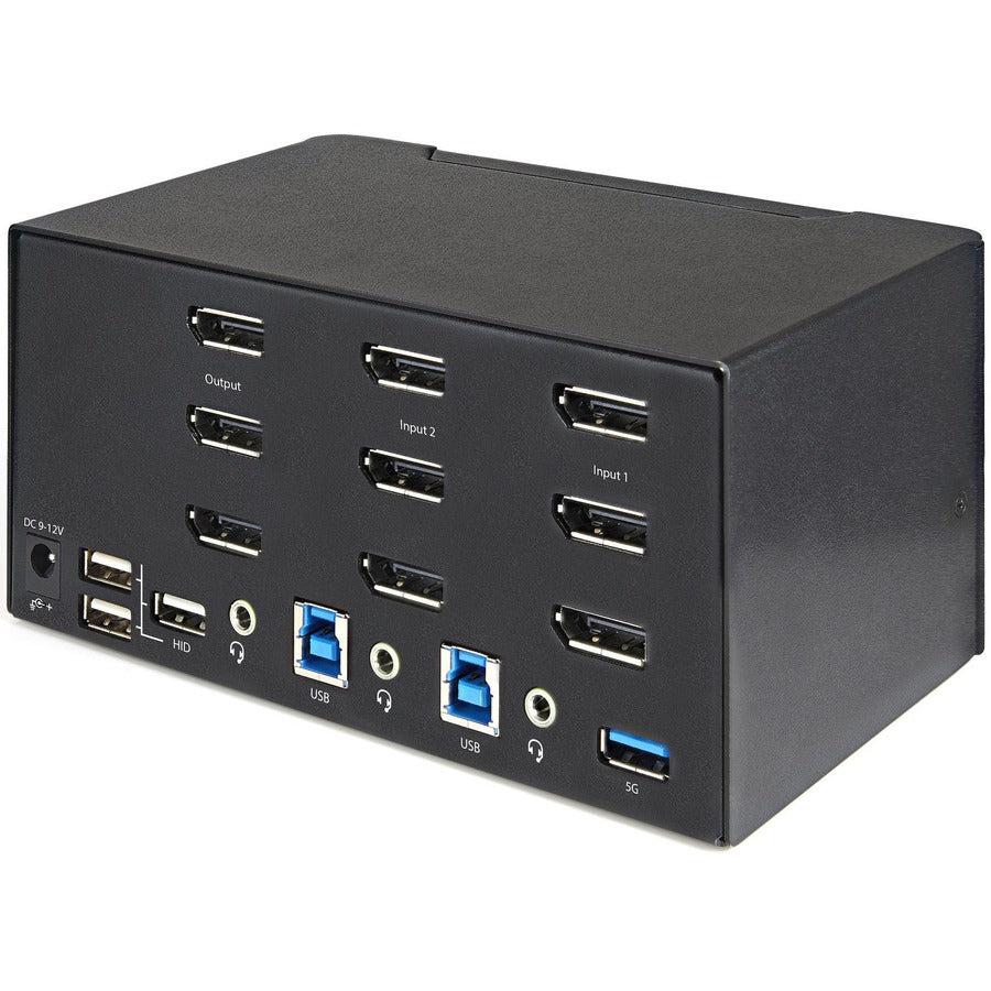 StarTech 2 Port Triple Monitor DisplayPort KVM Switch - 4K 60Hz UHD HDR USB 3.0 | TecISoft SV231TDPU34K