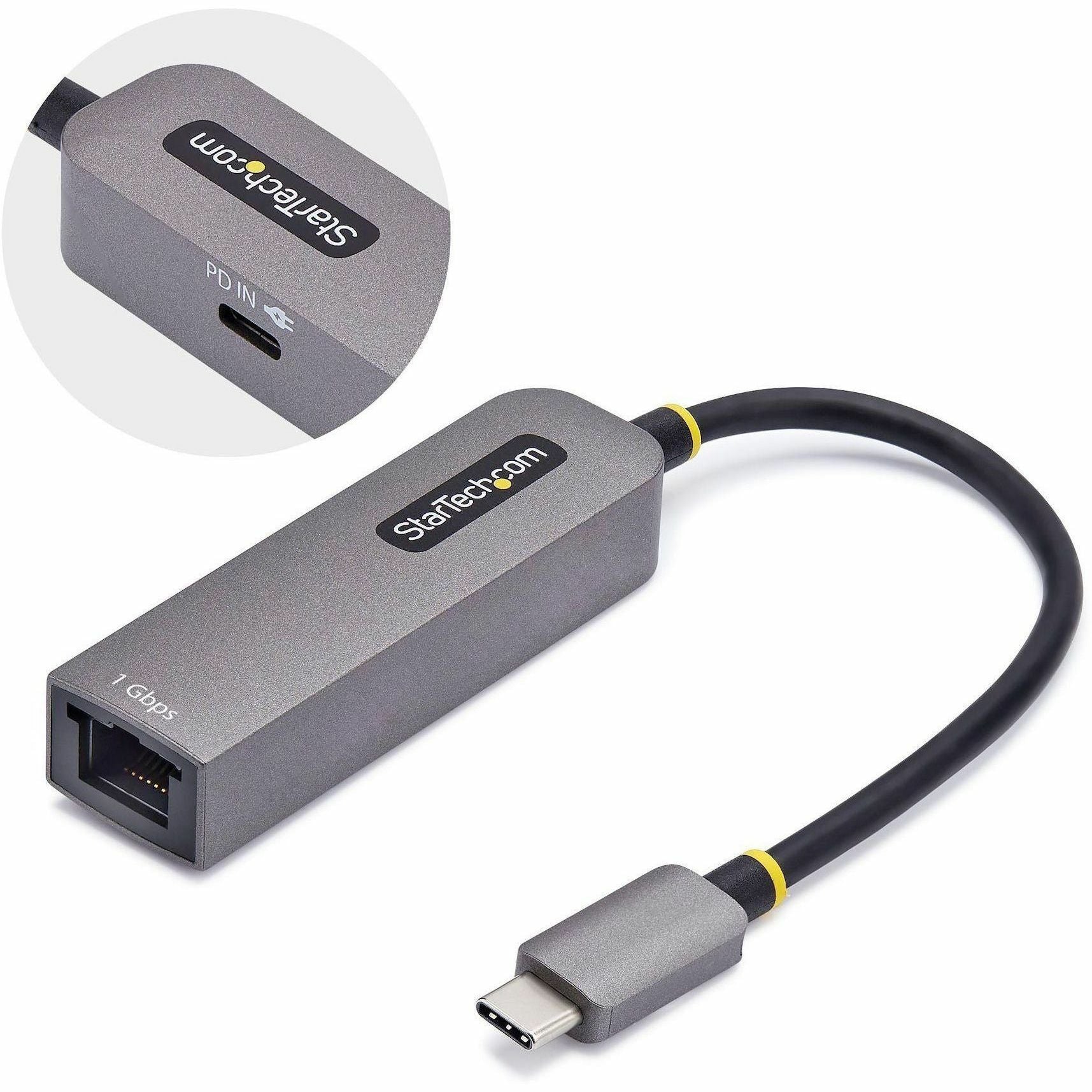 StarTech USB-C to Ethernet Adapter 1Gbps with 100W Power Delivery for Professionals