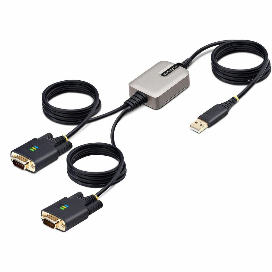StarTech.com 13ft (4m) 2-Port USB to Serial Adapter Cable, COM Retention, FTDI, DB9 RS232, 2P6FFC-USB-SERIAL