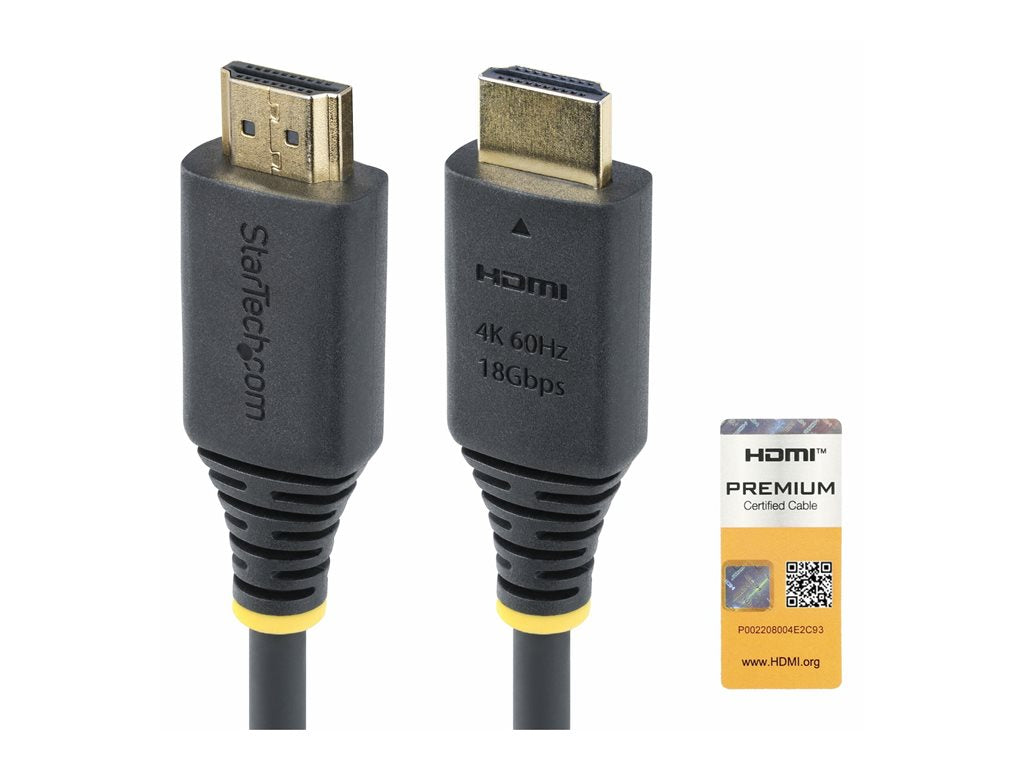 StarTech.com 15ft (4.5m) Premium Certified High Speed HDMI Cable, 4K60Hz - Premium High Speed - HDMI cable with Ethernet - HDMI HDMI2-CABLE-4K60-15F
