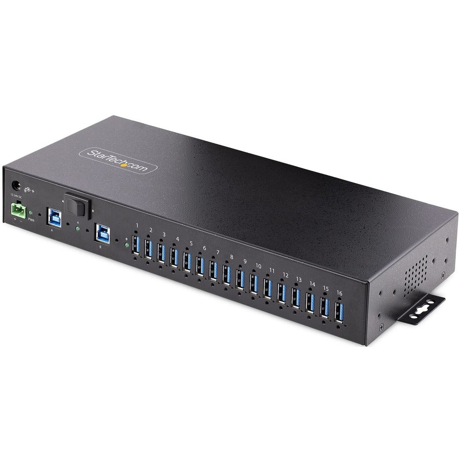 StarTech.com 16-Port Industrial USB 3.0 Hub 5Gbps, Mountable, Terminal Block Power Up to