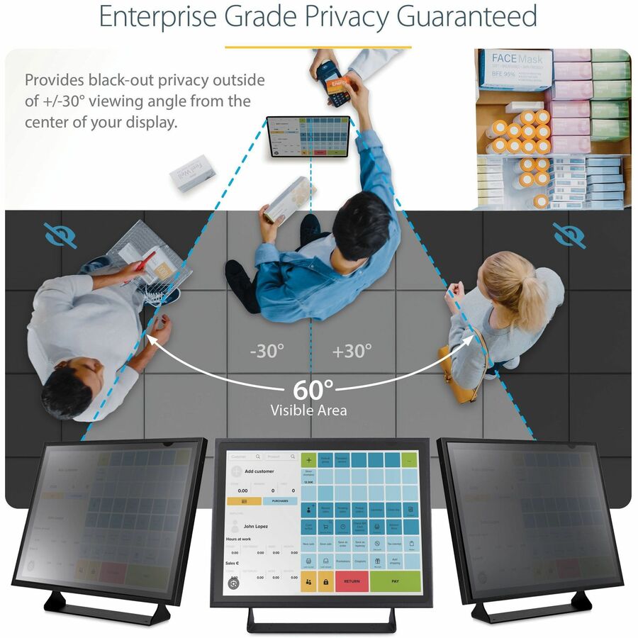 StarTech.com 19-inch 5:4 Computer Monitor Privacy Filter, Anti-Glare Privacy Screen w/51%
