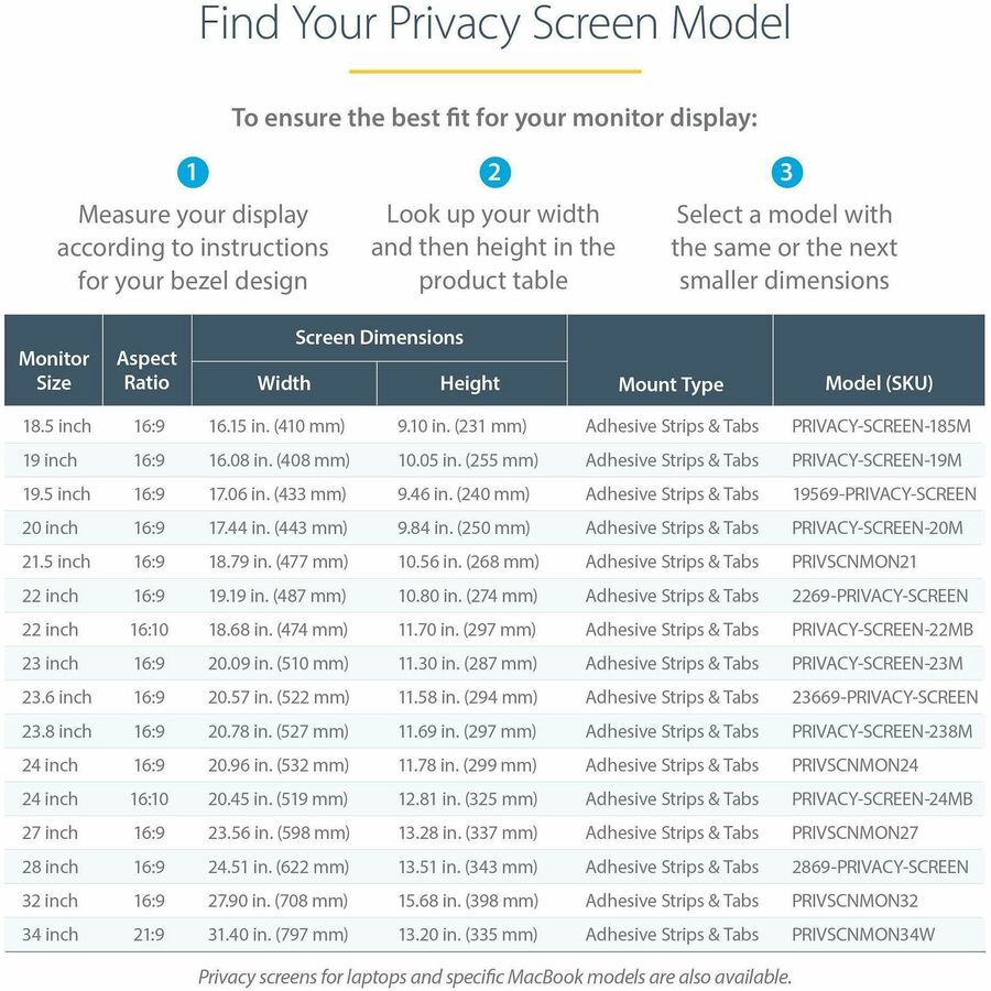 StarTech.com 19.5-inch 16:9 Computer Monitor Privacy Filter, Anti-Glare Privacy Screen