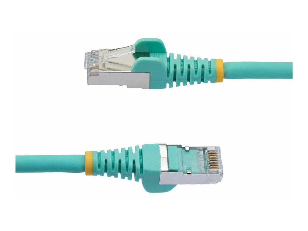 StarTech.com 1ft CAT6a Ethernet Cable LSZH - 10GbE S/FTP 100W PoE Aqua - Patch cable - RJ-45 (M) to RJ-45 (M) - 1 ft - 0.2 in NLAQ-1F-CAT6A-PATCH