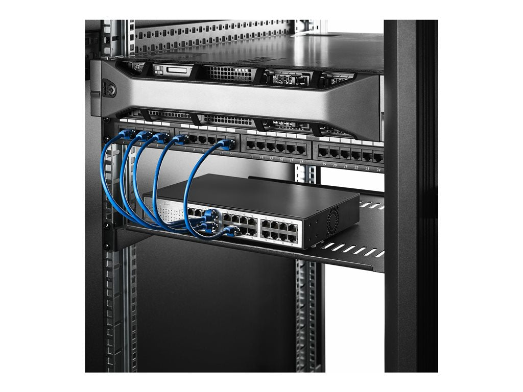 StarTech.com 2-Pack 1U Server Rack Shelf, Vented, 44lb Capacity, 16 Deep (CABSHELF116V2PK) - Rack shelf - black - 1U - 19" (pack