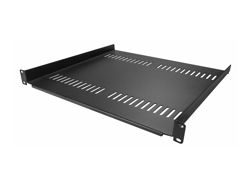 StarTech.com 2-Pack 1U Server Rack Shelf, Vented, 44lb Capacity, 16 Deep (CABSHELF116V2PK) - Rack shelf - black - 1U - 19" (pack