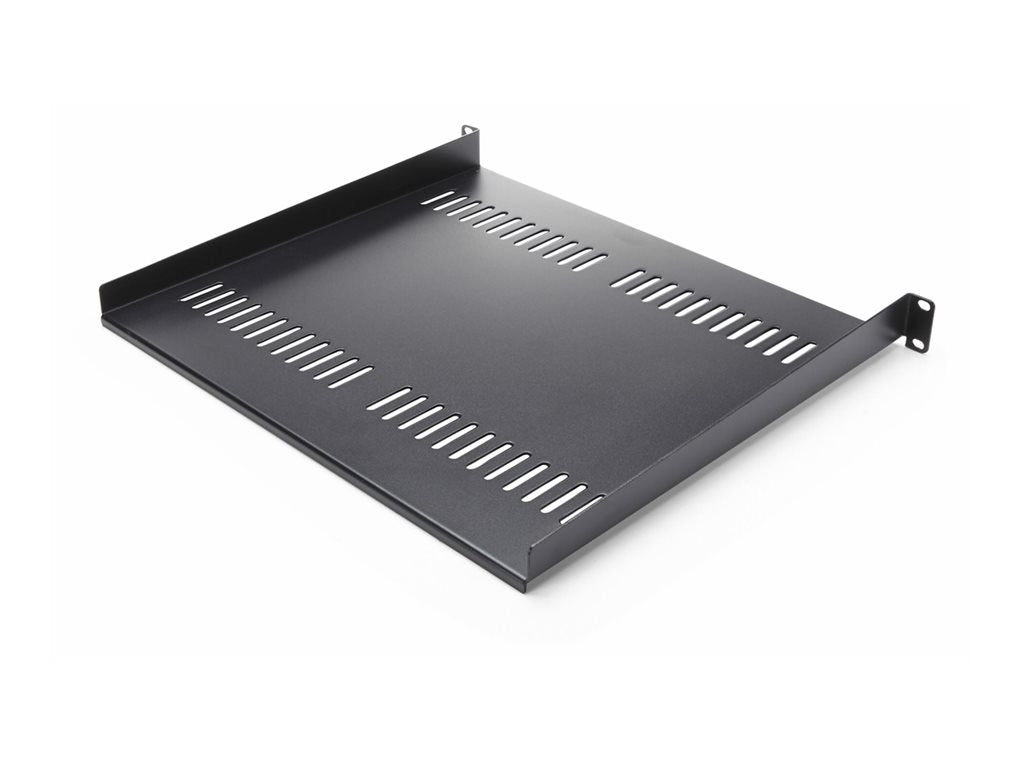 StarTech.com 2-Pack 1U Server Rack Shelf, Vented, 44lb Capacity, 16 Deep (CABSHELF116V2PK) - Rack shelf - black - 1U - 19" (pack