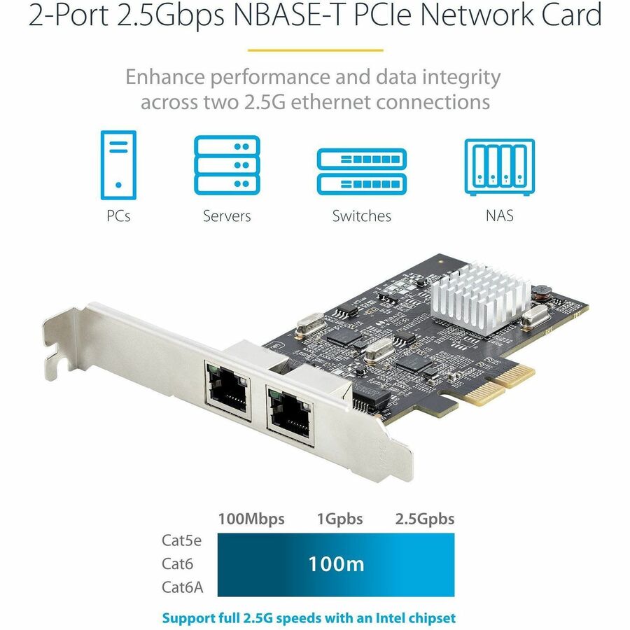 StarTech.com 2-Port 2.5G NBASE-T PCIe Network Card, Computer Network ...