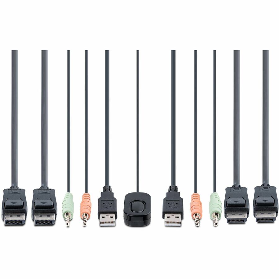 StarTech.com 2-Port Dual-Monitor DisplayPort Cable KVM Switch, 4K 60Hz, Compact KVM with