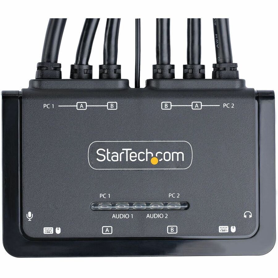 StarTech.com 2-Port Dual-Monitor DisplayPort Cable KVM Switch, 4K 60Hz, Compact KVM with