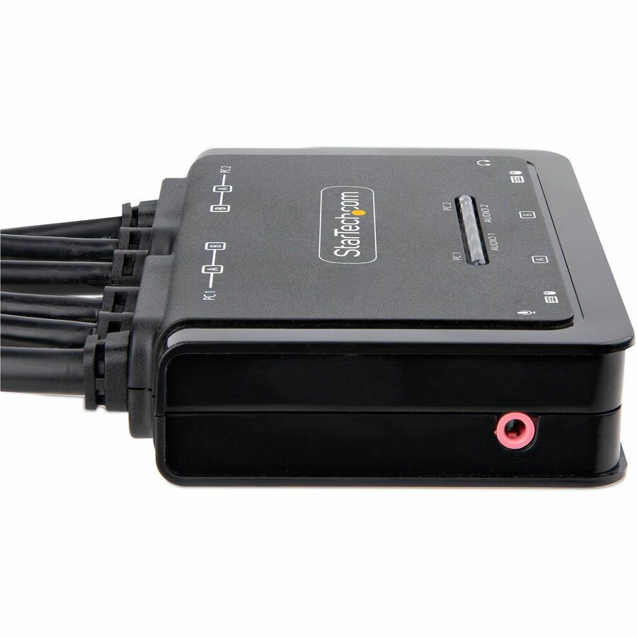 StarTech.com 2-Port Dual-Monitor HDMI Cable KVM Switch, 4K 60Hz, Compact KVM with