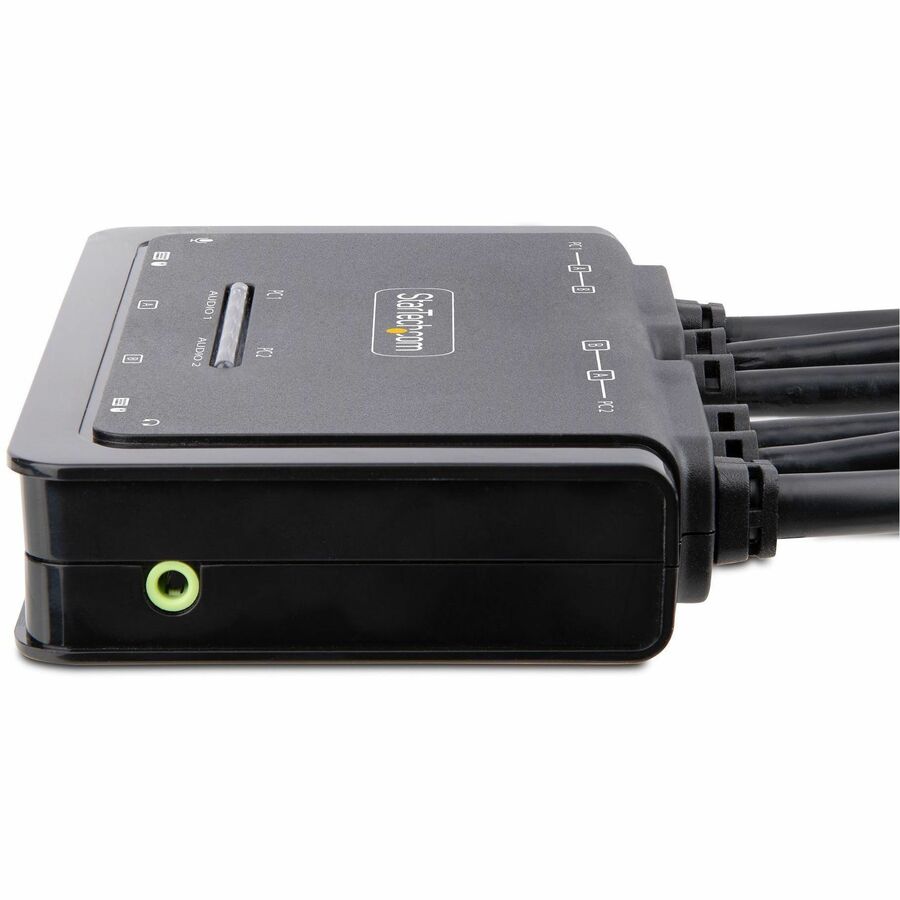 StarTech.com 2-Port Dual-Monitor HDMI Cable KVM Switch, 4K 60Hz, Compact KVM with