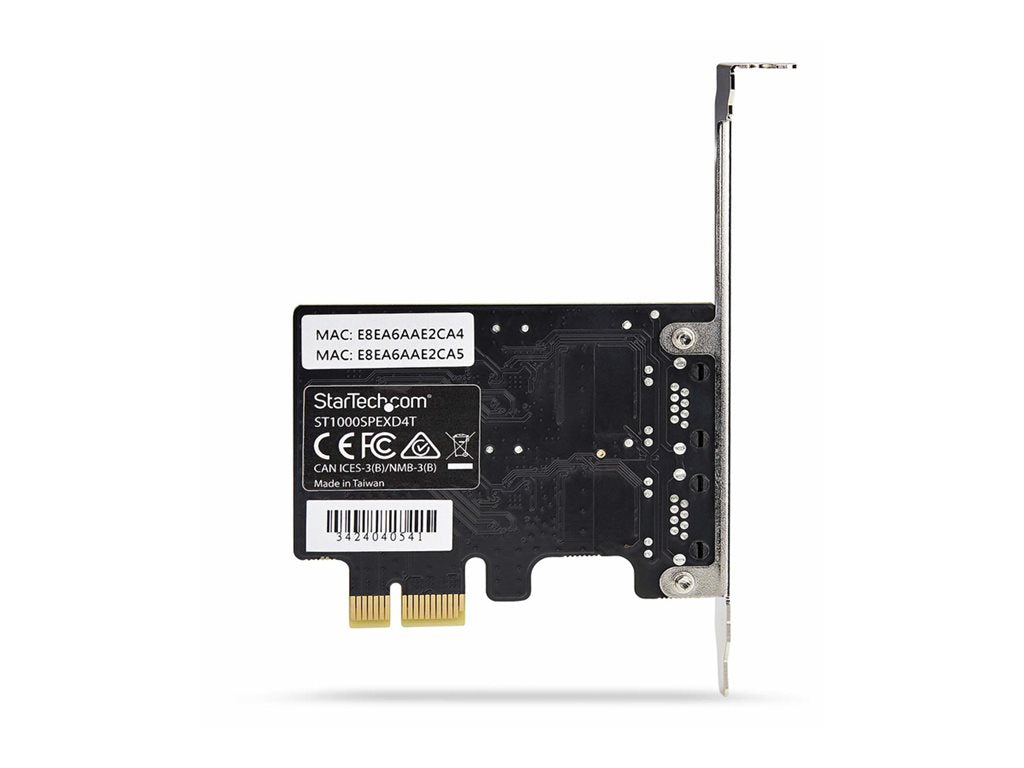 StarTech.com 2-Port Gigabit PCIe Network Adapter Card, TAA Compliant - Network adapter - PCIe - Gigabit Ethernet x 2 - black ST1000SPEXD4T