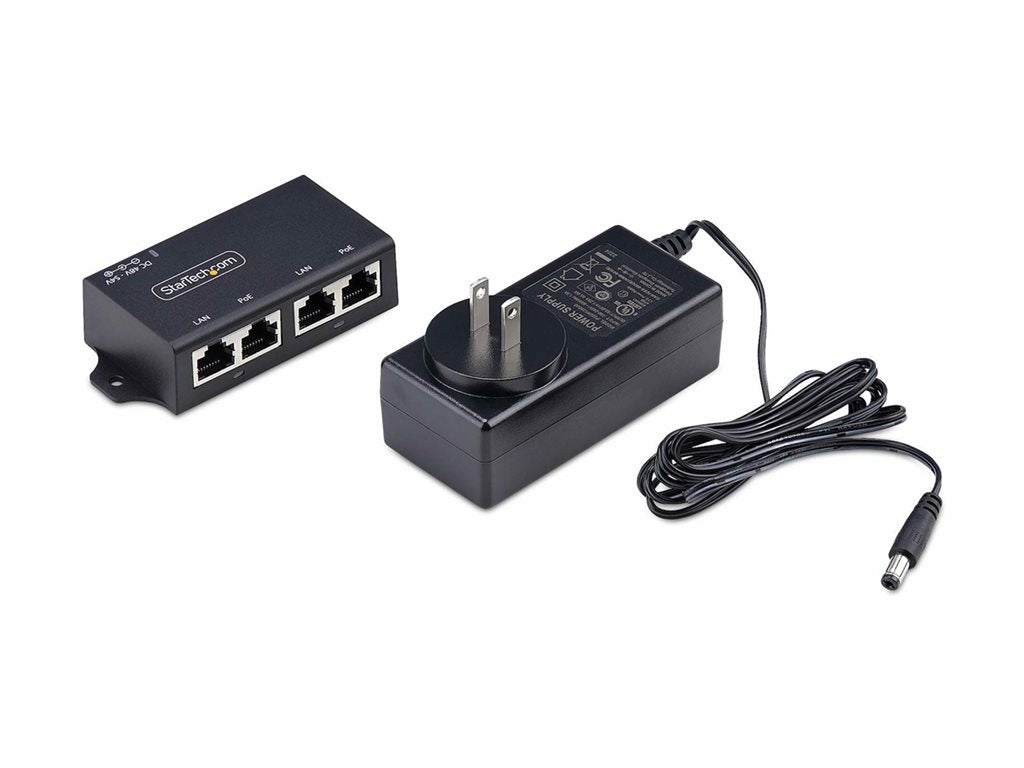 StarTech.com 2-Port Gigabit PoE+ Injector, PoE/PoE+ (802.3af/802.3at) 30W - PoE injector - unmanaged inline - DC 48 - 52 V - AF221C-POE-INJECTOR
