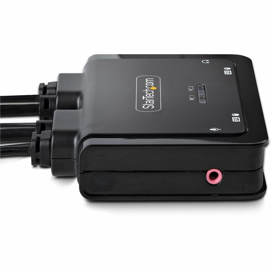 StarTech.com 2-Port Hybrid USB-C DisplayPort Cable KVM Switch, 4K 60Hz, Compact KVM with