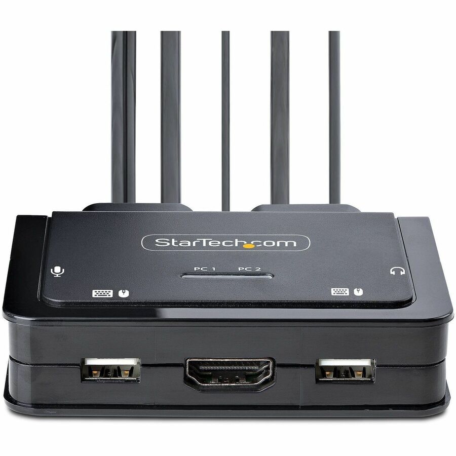 StarTech.com 2-Port Hybrid USB-C HDMI Cable KVM Switch, 4K 60Hz, Compact KVM with