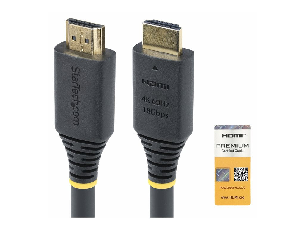 StarTech.com 25ft (7.6m) Premium Certified High Speed HDMI Cable, 4K60Hz - Premium High Speed - HDMI cable with Ethernet - HDMI HDMI2-CABLE-4K60-25F