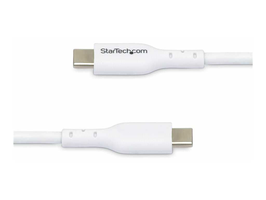 StarTech.com 2m (6.6ft) White USB-C Charging Cable, USB C Cable, USB 2.0 Type-C Laptop Charger Cord, 60W 3A Power Delivery, TPE USB2CC2MNCWHE